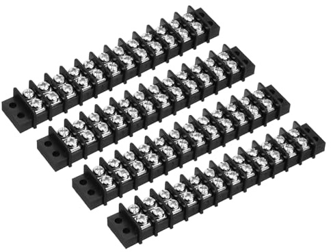 QUARKZMAN 4 Stück PCB-Klemmleiste, 9.5mm 12-polig 300V 20A Zaunartige Leiterplatten-Klemmenblöcke Doppelreihe