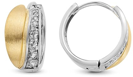 CASSINI Bicolor Klappcreolen 925er Sterling mit Zirkonia Steinen- Silber & Gold Klapp-Design Ohrringe, hypoallergen, nickelfrei, Schmuck für Damen, eleganter Alltagsschmuck 3CVA