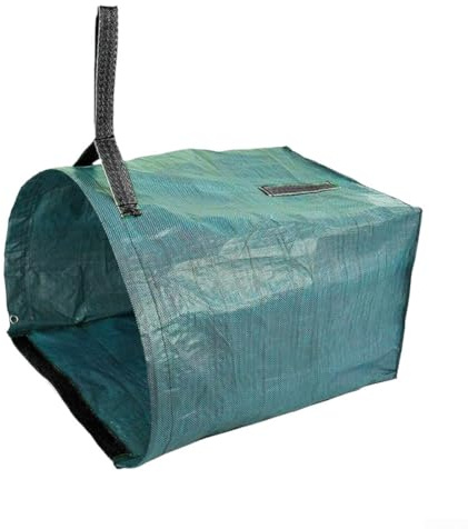 Sacchetti, 1 confezione da 1 sacchetti per rifiuti da giardino, resistenti, riutilizzabili, con manici rinforzati, per la pulizia del giardino (nero)