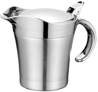 Salsiera isolata a doppia parete in acciaio inox con coperchio incernierato, brocca per salsa da 450 ml e 750 ml per salsa piccante, condimenti per insalata e brodo