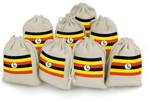 Uganda Ugandan Flag 8Pcs Drawstring Gift Bags Reusable Hessian Bags for Wedding Favors Party Jewelry Pouches