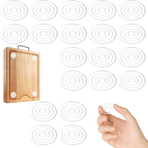 Non-Slip Cutting Board Feet, 20-Pack Self-Adhesive Silicone Pads, Rubber Feet for Cutting Board, Reusable & Washable Gripper Pads for Furniture, Chairs, Trays