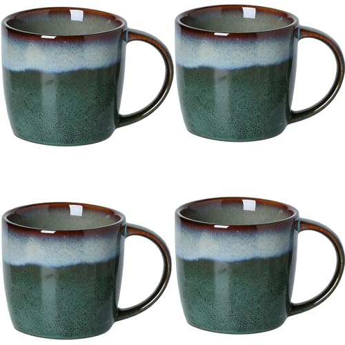 Coffee Cups 11oz Ceramic Espresso Cups Set of 4, Dishwasher & Microwave Safe Espresso Coffee Mugs, 330ml Special Glazed Demitasse Cups, Stoneware Stylish Graduated Design Drinking Mugs for Espresso