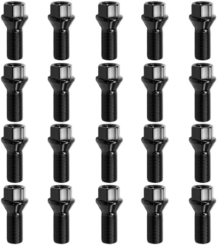 WANTOUTH 20 PCS Tornillos para Ruedas de Coche M14x1.25mm, Pernos de Rueda de Coche de 28mm Largo, Tuerca de Seguridad para Rueda de Coche Compatible con F20 F30 F32 F22 F23 G20 G21 F44 F45 F46 G42