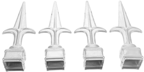 TIKODIDA Remates de Postes Metálicos para Jardín, 4 Piezas de Hierro en Color Plateado, Puntas para Vallas Decorativas y Accesorios de Jardinería Exterior