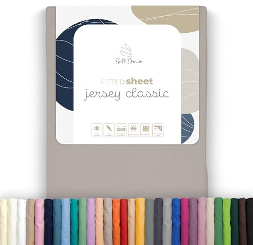 Soft Dream Spannbettlaken 180x200 cm Baumwolle Jersey | Taupe | Steghöhe 30 cm | 150 g/m² | gekämmte Baumwolle | OEKO-TEX Standard 100