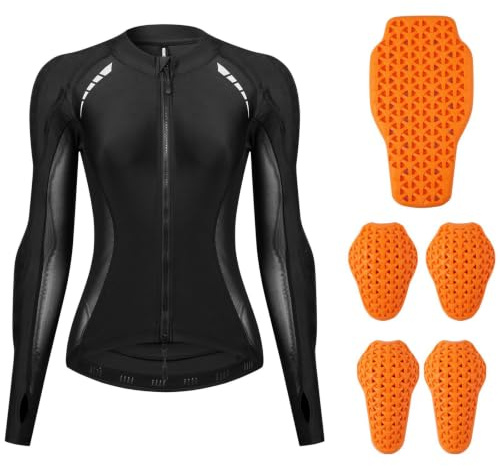 Chaqueta Moto Mujer Verano con Protecciones CE, Camiseta de Moto Transpirable y Ligera Ajustada, Equipo de Protección para Motociclista Carretera Scooter Conducción Urbana Mesh,Black-S