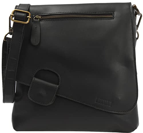 LECONI Umhängetasche Damen-Tasche Crossbag Rinds-Leder Natur Schultertasche Vintage-Look Ledertasche Frauen + Herren Handtasche aus Echt-Leder 29x29x6cm LE3027