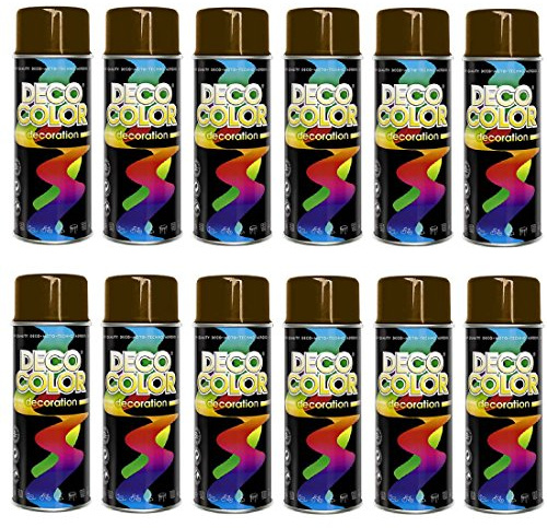 12er Sparpack (1 Karton) Lackspray glänzend 400ml nussbraun glanz RAL 8011