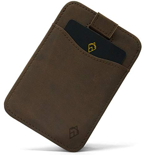 AKIELO Kartenetui mit RFID Schutz und Geschenkbox – Minimalistisch Herren Geldbörse – Kompakte und Schlanke Wallet (Charlie - Dunkle Mokka Ausgabe)