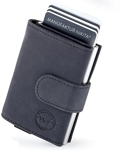 Manufaktur Nikita® Elegant slide wallet | credit card case RFID protection genuine leather for 10 cards with box
