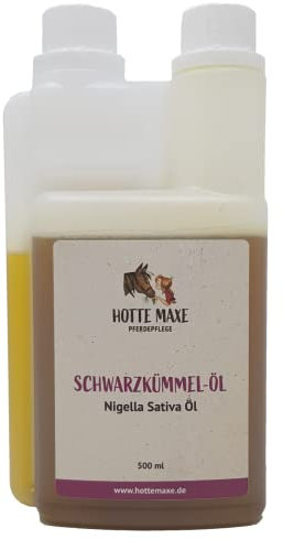 Hotte Maxe Schwarzkümmel-Öl ägyptisch in Dosierflasche für Pferde - 100% kaltgepresstes, ägyptisches Schwarzkümmelöl, 1l