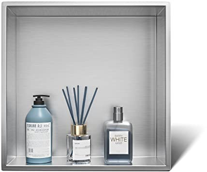 Bernkot Nicchia a Parete Nicchia Doccia Mensola Bagno 30x30 cm Acciaio Inox, Satinata