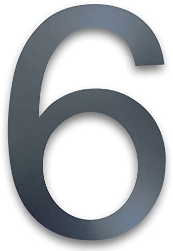 MOLVCE 8 inch Large House Number for Outside Floating, Anthracite Solid Stainless Steel RAL 7016 Anthracite Door Number Fine Structure Powder Coated, Sign Screw On, Font Arial - Number 6
