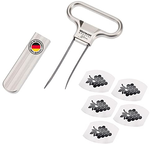 Westmark Wein-Set, 6tlg., 1 Ent-/Verkorker mit Kapselheber Ah-So, Monopol Edition + 5 Weinausgießer Safety, Stahl/Zink-Druckguss/PET, Edelmattiert/Silber/Schwarz, 628533E7