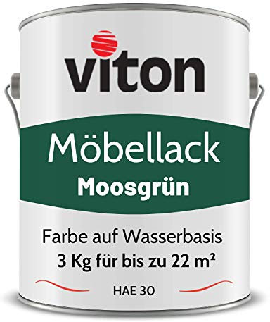 Viton Möbellack - 3 Kg (2,5 L) - Seidenmatt Grün - Möbelfarbe auf Wasserbasis - RAL 6005 Moosgrün