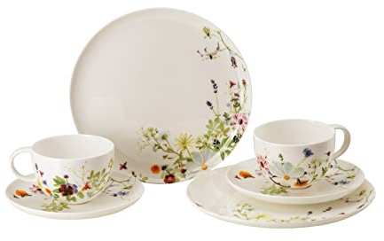 Rosenthal Brillance Grand Air, Set 6-tlg., Bone China, Mehrfarbig, Kombi-Obertasse Ø 8,7 cm, 0,3 l, Untertasse Ø 14,5 cm d Speiseteller Ø 27,2 cm, Spülmaschinenfest, Mikrowellengeeignet