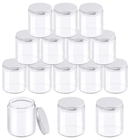 Glarks 8 Stück 240ml Gläser mit Deckel, runde klare Gläser mit Innenfutter und silbernen Deckeln zur Aufbewahrung von Cremes, Beauty-Produkten, Kosmetik und Salben