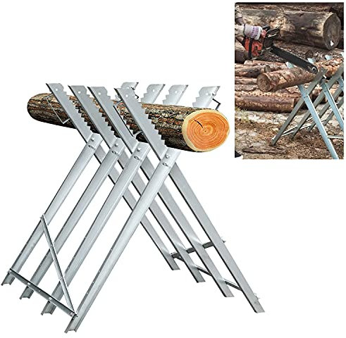 Gimisgu Sägebock Metall 81x80x80cm Belastbarkeit:150kg Verzinkt Sägegestell Holzsägebock Säge Kettensägebock Holzbock für kettensägen
