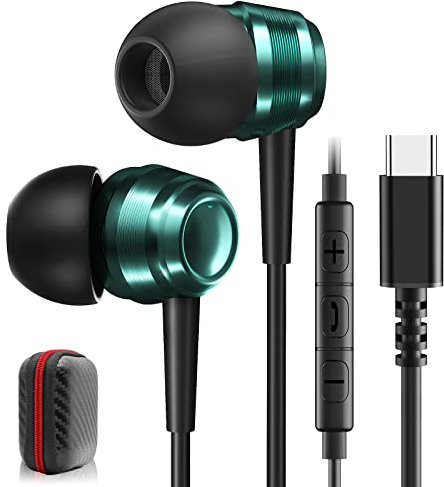 USB C Headphones for Samsung Galaxy S24 S25 Ultra A55 A56 iPhone 16 USB C Earphones Wired HiFi Stereo Type C Headphones with Mic USBC Earphones for iPhone 15 Samsung S24 S23 S22 FE A16 A35 iPad 10th