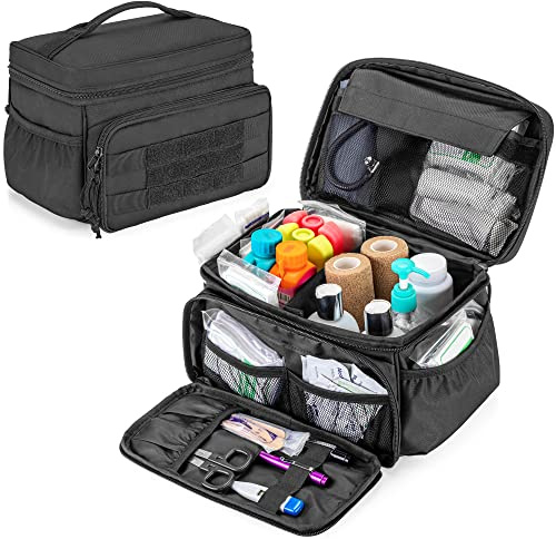 Damero Trousse de Premiers Secours Sac de Traumatisme d'intervention d'urgence Vide, Porte-Kit Professionnel à Compartiments Multiples pour Fournitures Médicales d'urgence, Noir
