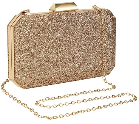 Jeesblsy Damen Clutch Abendtasche Glitter, Shiny Silber Tasche Kette Handtasche Umhängetasche Klein Portemonnaie für Hochzeit Party, Gold