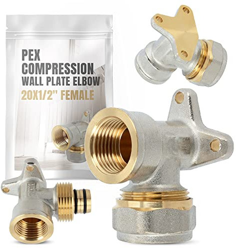 PEX arco con disco da parete 20 x 1/2 IG, riscaldamento ad acqua, raccordo a vite, a compressione, piastra da parete, gomito, tubazione, raccordo per tubazioni, sistemi di riscaldamento sanitari