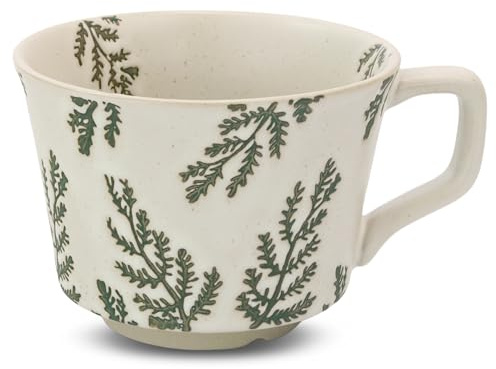 LINVIA Ceramic Coffee Mug, 11 oz Small Novelty Unique Teacup with Handle, Stoneware Cup for Tea Mocha Latte Cappuccino (Leaf)