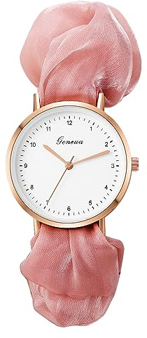 JewelryWe Uhren Damen Elastisch Haarband - Einzigartige Einfache Analog Quarz Armbanduhr Frauen Mädchen Uhr mit Haargummi Elastisch Armband Geschenk