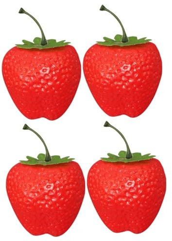 Amosfun 4pièces Ornement De Fraise Artificielle Plastique Décoration De Fruits pour Table Et Photographie