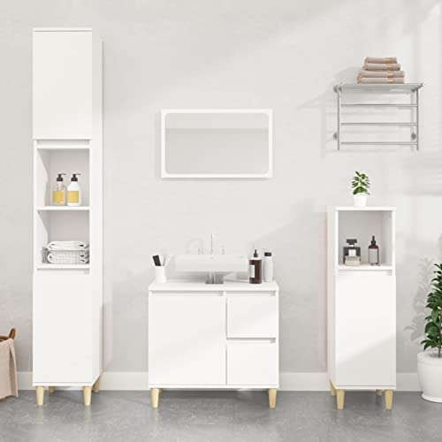 BaraSh Set di Mobili da Bagno 3 pz Bianco in Legno Multistrato,Set Arredo Bagno,Set Mobili da Bagno(SPU:3185535)