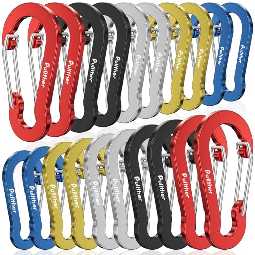 Pullther fishing Aluminum Carabiner Clips- Set of 20,Carabiner Clip 2 inch