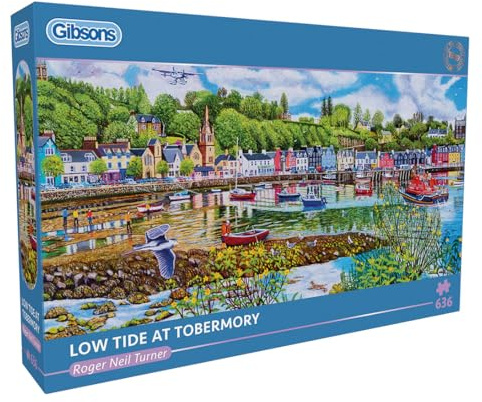 Gibsons Low Tide at Tobermory 636 Piece Jigsaw Puzzle for Adults Teens | Panoramic Seaside Scenic Scottish Harbour Artwork | Sustainable Premium 100% Recycled Board | Great Gift | Gibsons Games
