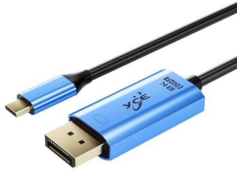 YCE USB C auf HDMI 2.1 Adapter(8K@60Hz/4K@240Hz) 3 in1 mit PD 100W & USB2.0 Thunderbolt 3/4 auf HD Converter,Type C to HD Adapter Kompatibel mit MacBook,iPad,iPhone 15 Series (Type C to DP1.4 Cable)