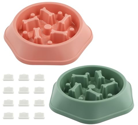 Shengxi Gamelle Anti-Glouton pour Chiens, 2Pcs Gamelles Alimentation Lente pour Animaux de Compagnie, Bol Interactif Lente pour Chien Favoriser Alimentation Saine Digestion