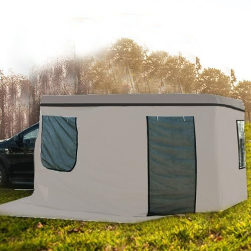 SUYUDD 270 Auto-Markise, Dachzelt, Sonnenschutz für Fahrzeuge mit Dachträger – Fahrerseiten-Markise für Van, SUV, LKW, Wohnmobil, Camping, Schwarz, Polyester, Oxford Gewebe, Automatisch, 1.5 m, 2 m