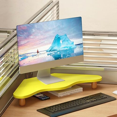 XDRGOOIUY Trä skrivbordsmonitorstativ upphöjare med runda ben, triangel monitor höjare skrivbord hörnhylla, ergonomisk bildskärm hiss för skrivare/PC