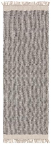 benuta Pure Wollteppich Kim - Grau 80x250 cm - Baumwolle,Wolle - Läufer & im Style: Ikat, Hygge & Cozy, Minimalistisch - Pflegeleicht für Wohnzimmer Schlafzimmer Flur Terrasse Balkon
