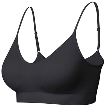 Comfyin Bustier dam vadderad sportbehå set utan bygel, yoga-bh, topp 3-pack, (Ingen vadderad) 1 x svart, S