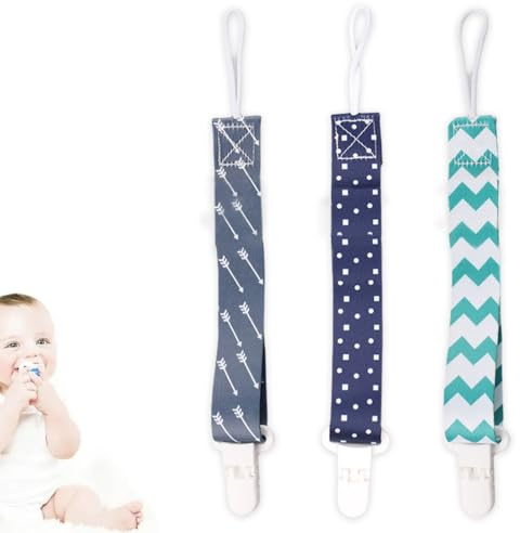 3 Piece Cloth Pacifier Clips, Baby Pacifier Clips, Pacifier Chain, Durable and Flexible