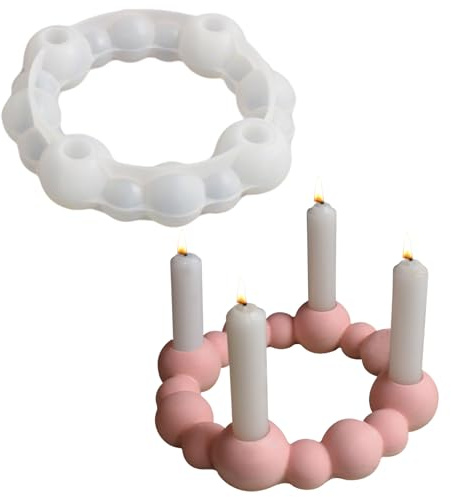 Silikonformen Gießformen Kerzenhalter, 4 Löcher Silikonform Kerzenhalter, DIY Stabkerzenhalter Kerzenformen Zum Gießen, Gießformen Silikon Gießform Kerzenhalter Giessform Silikon für Gips Kerzen