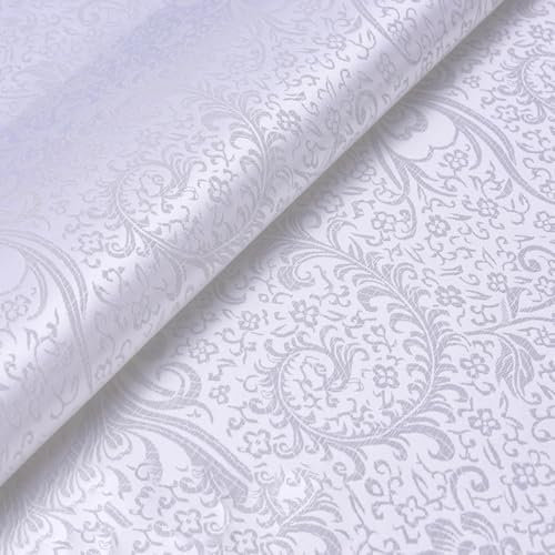 Wambere 1m Brokatstoff Breite 90cm Brokatstoff Mit Blumenmuster Dekostoff Cheongsamstoff Vintage Bastelstoffe Meterware Bekleidungsstoffe Für DIY Kunsthandwerk Nähen Kleidungsdekoration,Weiß A