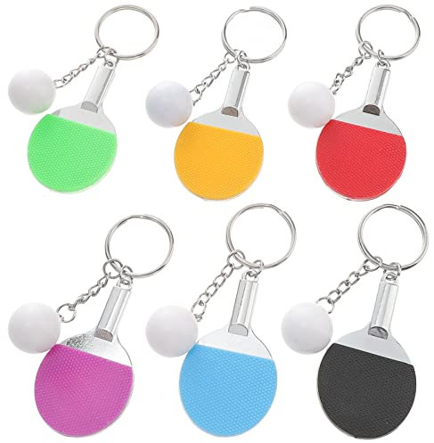 Holibanna 6stücke Mini Tischtennis Schlüsselanhänger Bunte Metall Kunststoff Schläger Praktische Rucksack Deko Langlebige Pong Key Holder Ringe Für Sportfans Und Geschenke