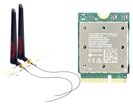 Joselin Tarjeta WiFi Inalámbrica Tri Band WiFi7 QCNCM865 Bluetooth 5.4 Adaptador de Red Inalámbrico Tri Band 2.4G/5G/6Ghz para Antena Win11
