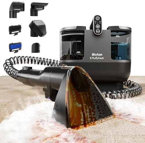 Blutan B Fluffyfresh Waschsauger, Dampfreiniger, Polsterreiniger-Gerät für Sofa, Teppich, Fenster, Auto, Nass-Trocken-Sauger, 15 kPa, schnelltrocknend, mit heißem Wasser viel Zubehör, 1,6l Wassertank