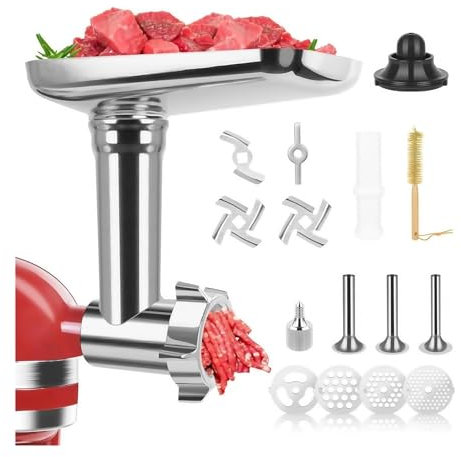 FHAJKTJB 304 Dishwasher Safe ，Stainless Steel Food Grinder Attachment ，Compatible For KitchenAid, Food Grinder Compatible With Meat Grinder Attachment