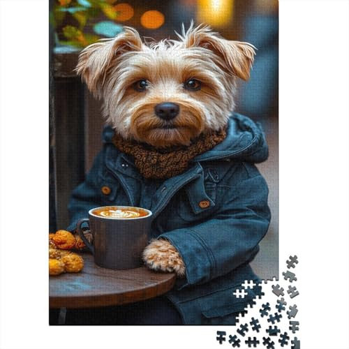 1000 Piece Jigsaw Puzzles for Adults Yorkshire Terrier Jigsaw Puzzle Puppy Wood Puzzle Beautiful Decoration Challenging Therapeutic Fun Fantasy & Mythology 1000pcs (75x50cm)