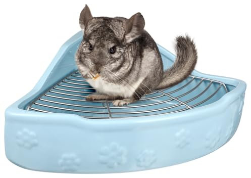 SEWOART Kleintier Toilette Aus Keramik Dicht Und Leicht Zu Reinigen Für Kaninchen Kleine Schweine Und Nerze Töpfchentrainingsbecken Mit Abnehmbarem Netzdesign