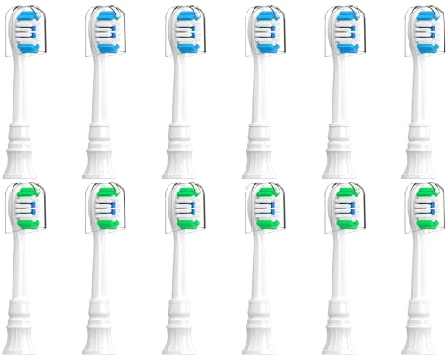Brizuf 12 Stück Ersatzbürsten Kompatibel mit Philips Sonicare Schallzahnbürste, Bürstenköpfe für Ultimative Reinigung, Standard Aufsteckbürsten, Weiß