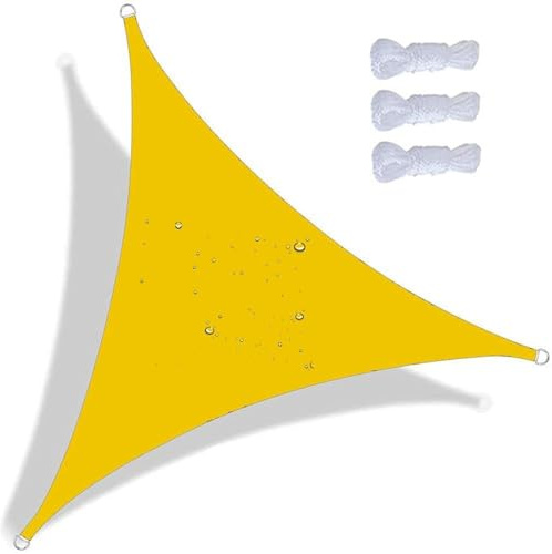 WxiaoD Tenda Vela Triangolare, Tenda da Sole per Esterno, Vela Ombreggiante Impermeabile e Anti-UV, per Giardino Balcone Terrazza (Giallo,6x6x6m)
